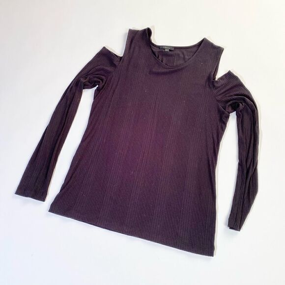 DREW Tops - Drew black cold shoulder ribbed shirt top L